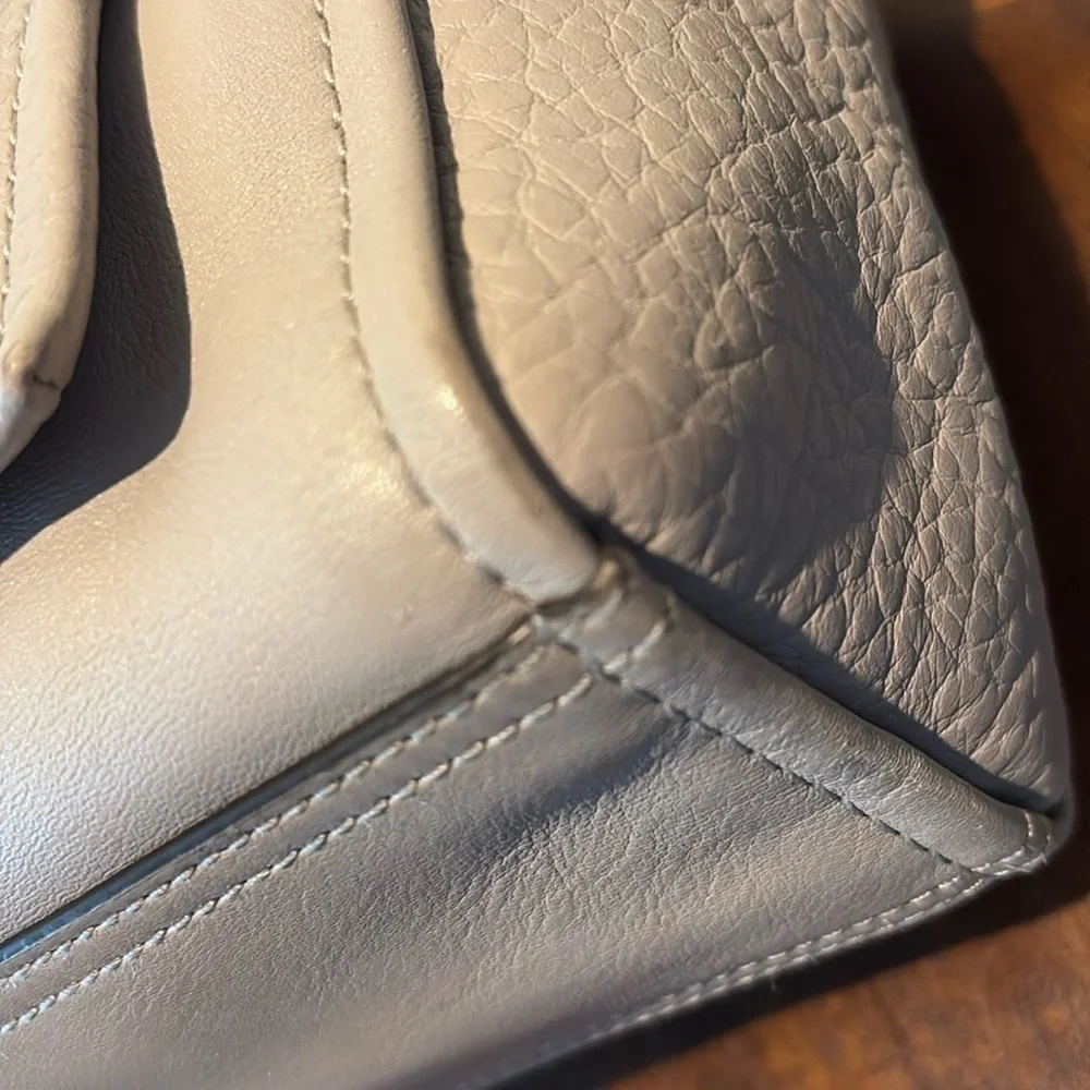 Coach Bleecker mini Riley Satchel Crossbody bag leather gray/taupe excellent